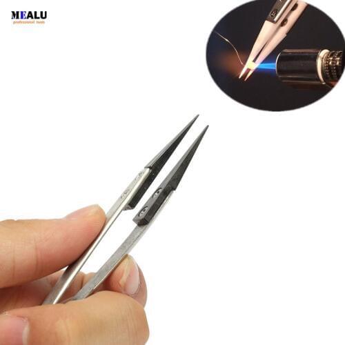 Anti Static Ceramic Tweezer Electronic Cigarette Resistance Wire Diy Tool Heat Interchangeable Head Pointed Tip Pliers