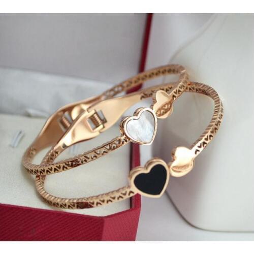 YUN RUO Natural Shell Heart Bangle New Arrival Titanium Rose Gold Color Birthday Gift Woman Jewelry Free Shipping Never Fade