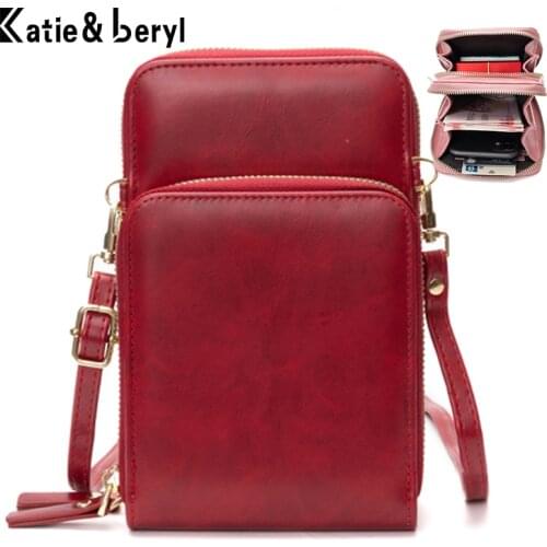 Brand Mini Shoulder Womens Bag Fashion Cellphone Crossbody Bags PU Leather Handbags Ladies Small Card Purses Female Bag Zipping