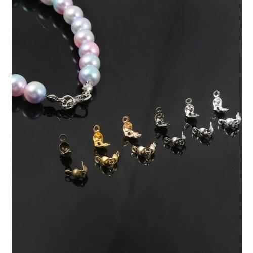 Mix Color 200Pcs 4x7mm Ball Chain Calotte End Crimps Bead Connector Components For DIY Jewelry Findings Making Bracelet Supplies