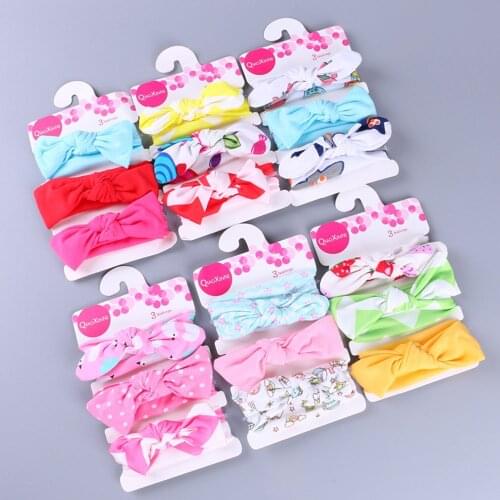 3pcs Elastic Children Headband Cute Floral Bow Baby Headbands Girl Hair Accessories Rabbit Ears Hair Bands Повязка На Голову
