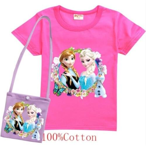 Disney2021 new cuhk childrens wear cotton short sleeve T-shirt + colors clothes bag, childrens clothing ice