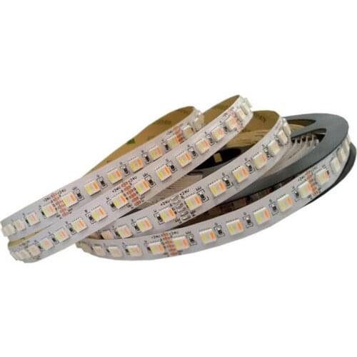 5M 96LEDs/m RGB+CCT 5 IN1 LED Strip Light 5050 SMD 36W RGB+White+Warm White RGBWW LED Flexible Tape 12MM White PCB DC24V