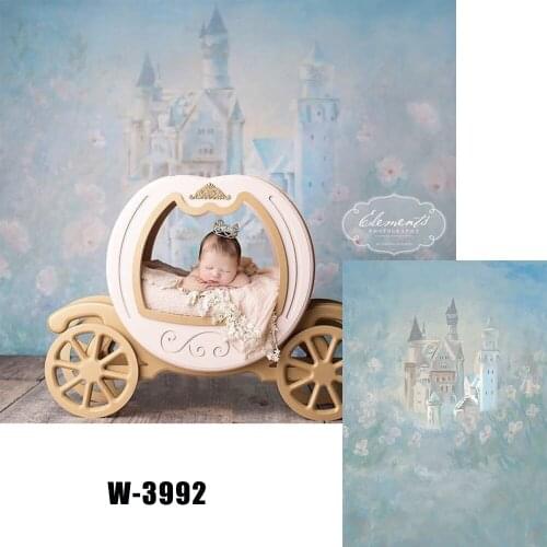 HUAYI Photography Backdrop Newborns Baby Birthday Photo Background Watercolor Painted Fantasy Castle Studio Portraits W-3992