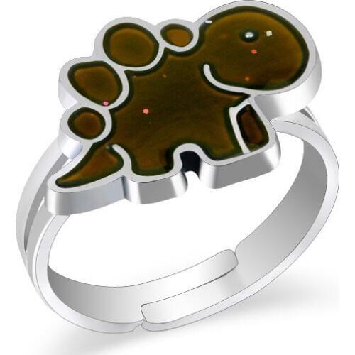 Trendy Change Body Color Small Dinosaur Color Changing ring Temperature Emotion Feeling dragon mood ring adjustable Finger ring