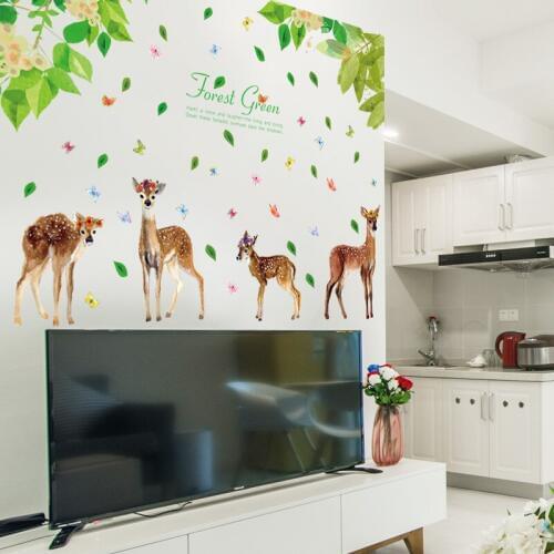 Cute Sika Deer wall sticker PVC material DIY fawn wall decals For Living room Childrens room bedroom wall decoration stickers