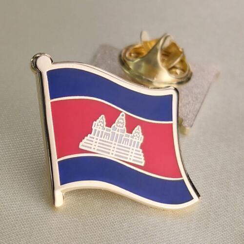 Soft Enamel Cambodia/Kampuchean/Cambodian Flag Lapel Pins/Brooch/Badges