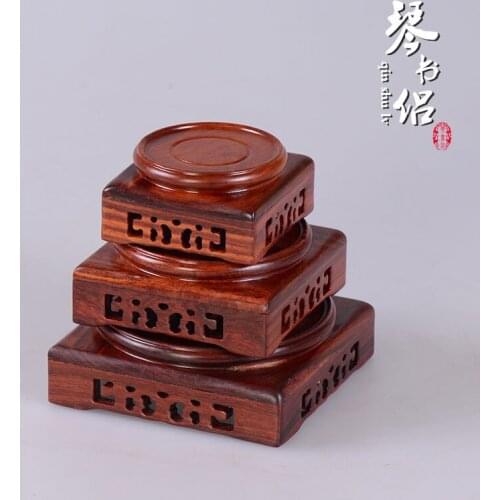Cheap solid wood base Tianyuandifang red sandalwood carvings antique vase stone seal ornaments the base wood care