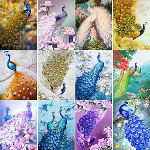 New 5D DIY Diamond Painting Peacock Diamond Embroidery Flower Animal Cross Stitch Full Square Round Drill Crafts Home Decor Gift