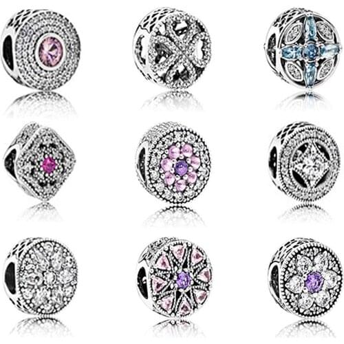 NEW 925 Sterling Silver Hollow Crystal Clear CZ Sparkling Original Fits Original Bracelets DIY bracelet factory Wholesale