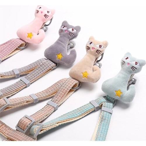 Dog Harness Leash Collar Set Adjustable Cartoon Rabbit Dog Harness for Small Medium Pets Cat Collar Leash Outdoor Walking