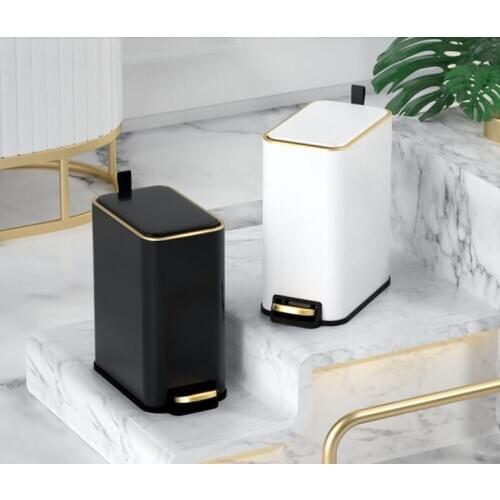 Rectangular Trash Can With Pedal Portable Household Toilet Waste Bin Kitchen Stainless Steel Garbage Bins Storage Bucket ZH195