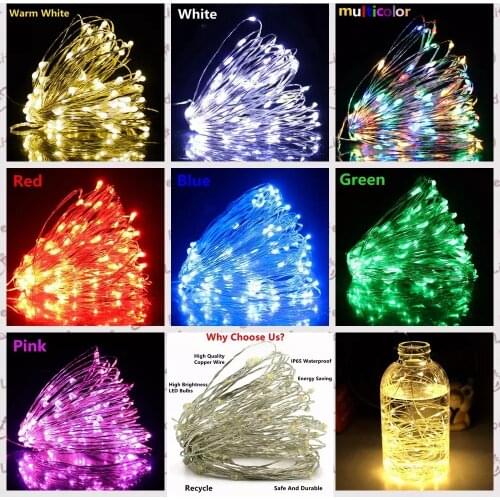 10M 8 Modes 33ft 100 LED with Remote Silver Wire Christmas Garland Fairy Curtain String Lights For Home New Year Wedding Party