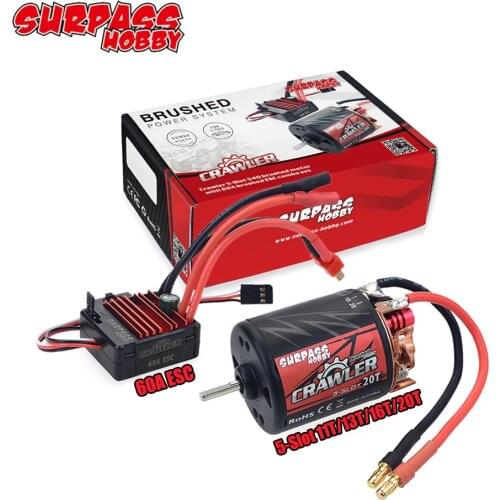 Surpass Hobby 540 Brushed Motor 5-Slot 11T 13T 16T 20T with 60A ESC for 1/10 RC Crawler Car Axial SCX10 II TRX4 TF2 GEN8 EX86100