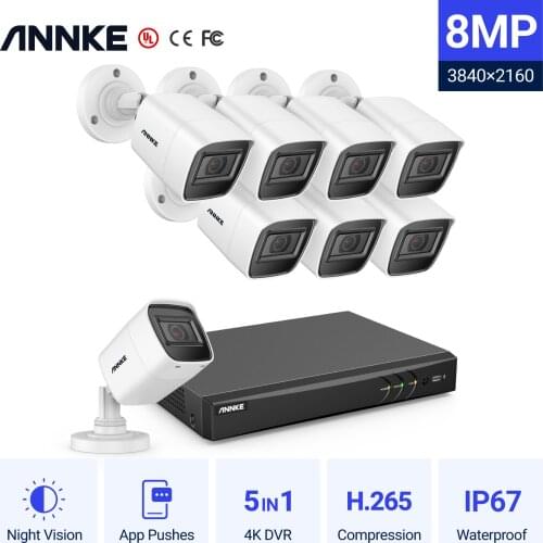ANNKE 4K 8CH Ultra HD CCTV Camera System H.265 DVR Kit 4PCS/8PCS 8MP TVI Outdoor Home Video Security Surveillance System