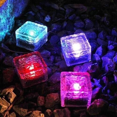 Solar Underground Lights Color Ice Cubes Solar Light LED Outdoor Garden Deck Light Driveway Pathway Ice Cube Brick Buried Lamps