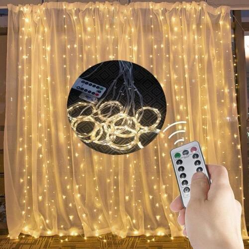 3x3m LED Icicle String Lights Christmas Fairy Lights Garland Indoor Outdoor Home for Wedding Party Curtain Garden Decoration