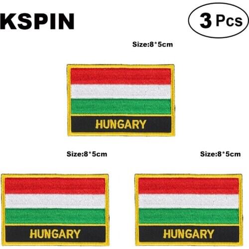 Hungary Rectangular Shape Flag patches embroidered flag patches national flag patches for clothing DIY Decoration