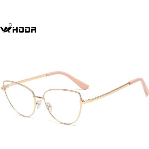 WIHODA 2020 Retro Trend Metal Cat Eyes Flat Mirror Glasses Frame, Prescription Glass Frames for Myopia, Hyperopia Case F0225