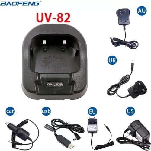 Baofeng UV-82 EU/USB/Car/US/AU/UK Battery Charger CH-8 For Walkie Talkie Baofeng UV-82 UV-82HX UV-82HP Two Way Radio UV82 UV 82