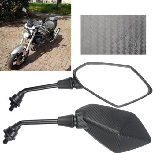 10mm Rearview Mirrors Motorcycle Black Reflector Carbon Fiber Installed Directly Without Other Accessories