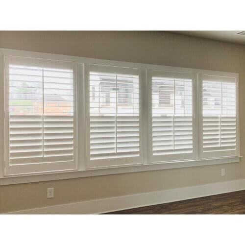 Custom Basswood Plantation Shutters Wooden Blinds Solid Wood Shutter Louvers PS247