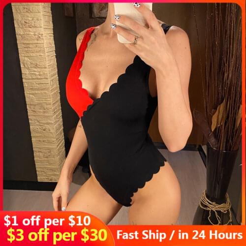 2021 Sexy One Piece Swimsuit Push Up Swimwear Women Ruffle Monokini Adjustable Shoulder Swimsuit Bodysuit Bathing Suit Swim Wear