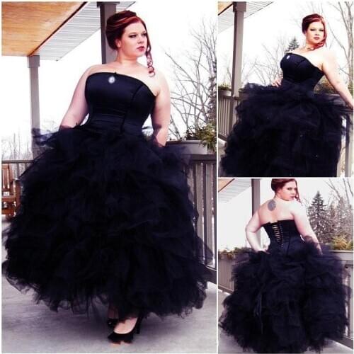Vestido De Noiva Black Gothic Ball Gowns Plus Size Ruffles Custom 2018 Bridal gown Off The Shoulder mother of the bride dresses