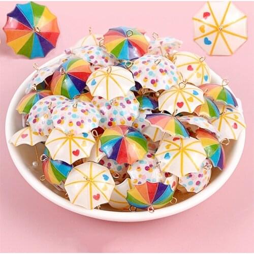 1Pair 3D Resin Umbrella Charms Earrings Pendant Accessories DIY Bracelet Keyechain Pendants Crafts Jewlery Making Findings