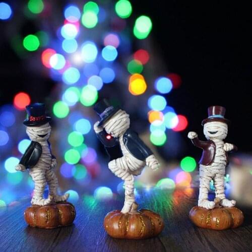 3Pcs Exquisite Resin Figurines Miniatures Pumpkin Music Dance Mummy Statue Halloween Decorations