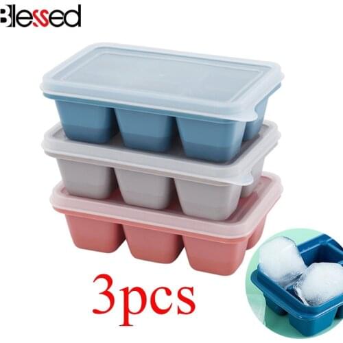 3pcs Silicone Ice Cube Mold With Lid Ice Tray Tools DIY Ice Cube Mold Square Shape Ice Cream Maker Kitchen Bar Accessories