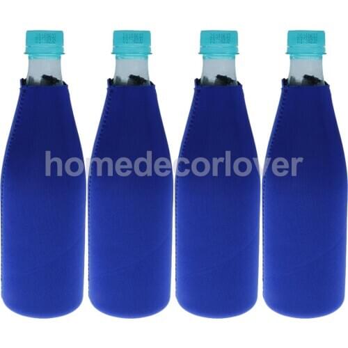 4pcs Neoprene Beer Bottle Cooler Beverage Sleeve Holder Party Favour Blue
