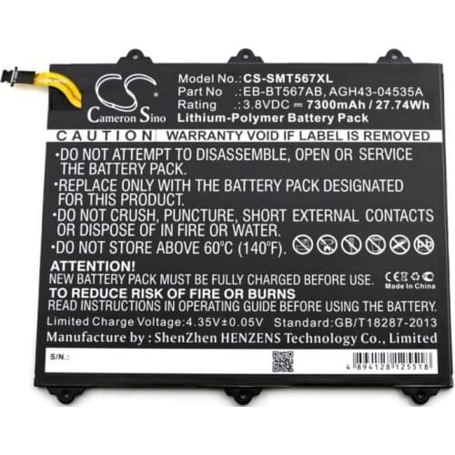 Cameron sino 7300mah battery for SAMSUNG Galaxy Tab E 9.6 XLTE SM-T560NU SM-T567 SM-T567V EB-BT567ABA GH43-04535A