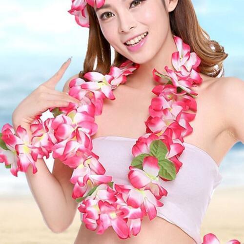 12 pcs Hawaiian Flower Wreath Party Decorations Flower Necklace Hawaiian Beach Lace Silk Flower Garlands Door Decoration