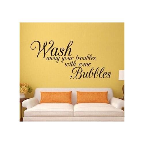 DIY Wall Sticker Lettering with Wash Away Your Troubles Waterproof Removable vinyl wall art decal sticker decoration Mural Decal