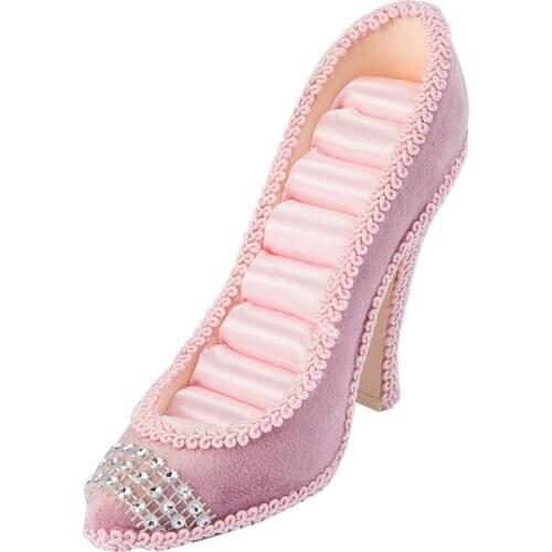 Flannel High Heels Ring Seat Jewelry Storage Display Female Home Creative Ornaments Model Wedding