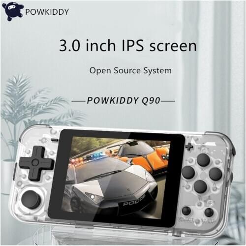 Powkiddy Q90 Handheld Retro Game Console 3 inch IPS Open System Joystick Game Console For PS1 GBA SFC FC GBC MD Emulator Game