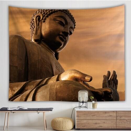 Ancient Buddha Statue India Mandala Tapestry Buddha Under The Tree Hippie Boho Decor Psychedelic Carpet Art Wall Hanging Blanket