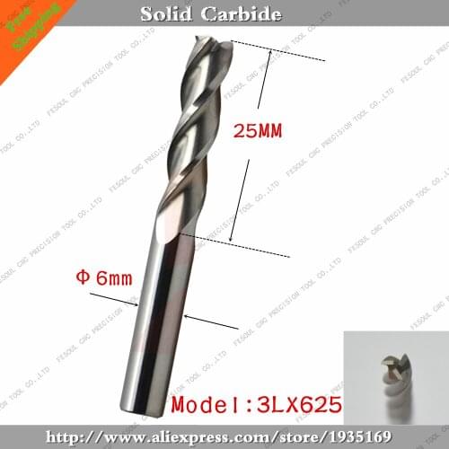 6mm*25mm,10pcs,Free shipping 3 Flutes End Mill,CNC milling Cutter,Solid carbide woodworking router bit,PVC,MDF,Acrylic,wood