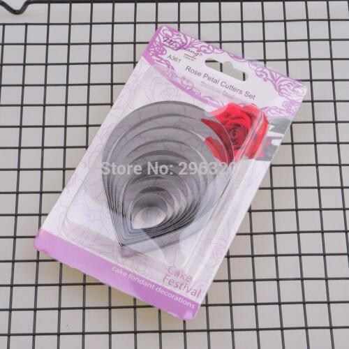 Creative Rose Petal Cutter Set 10Pcs/Set 430 Stainless Steel Drop Shape Cake Mold Fondant Cake Sugar Cutter