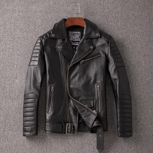 Winter Autumn 100% Genuine Leather Jacket Men Streetweaar Real Leather Coat Man Moto Biker Vintage Cow Leather Jacket 281