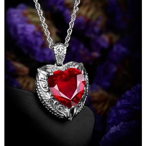 Top Jewelry Ruby Pendants 100% Genuine Silver 925 Heart Gemstone Pendant S925 Silver Classic Vintage Women Jewelry Luxury Bands