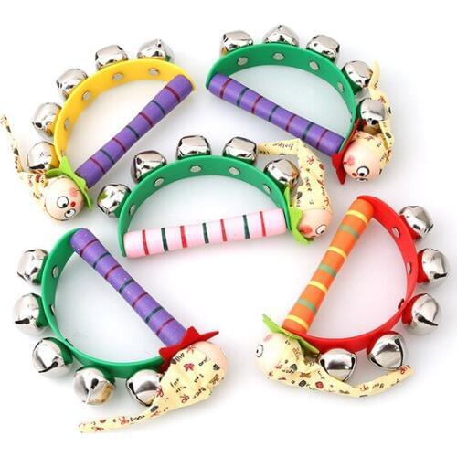 0-12 Months Cute Baby Toys Wooden Rattle Colorful Cartoon Clown Musical Bell Shake Toys Toddler Kids Rattle Toy Bebes Gift