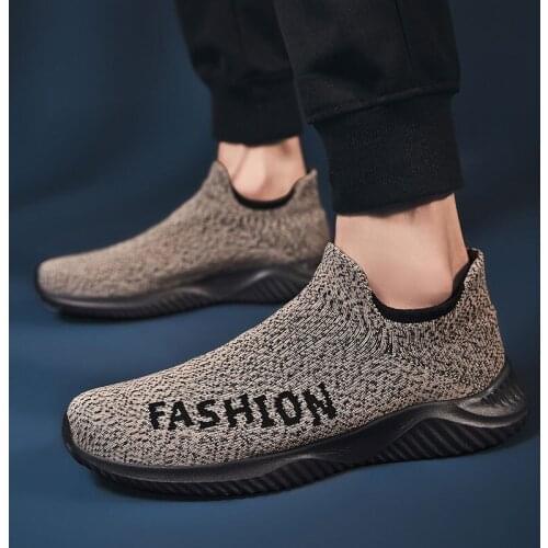 Plus Size 35-46 Mens and Womens Casual Sports Shoes Slip-On Lightweight Outdoor Walking Shoes Gray Black Zapatos Deportivos