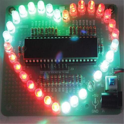 DIY Electronic Kit Heart Shape Colorful LED Module Love Water Light STC89C52 Parts Components DIY Starter Learning Kit Gift Boy