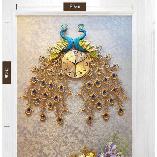 Peacock wall clock Living room household fashion creative clock quiet simple decorative wall clock