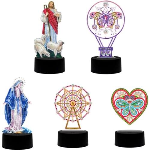 New Lamp DIY LED Diamond Painting Night Light Cartoon Religion Special Shape Diamond Embroidery Cross Stitch Home Decor