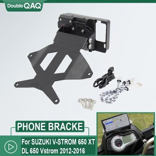 New Motorcycle Bracket Mobile Phone GPS Board Bracket Mobile Phone Holder USB For SUZUKI V-STROM 650 XT DL 650 Vstrom 2012-2016