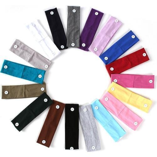 18pcs/lot Cotton Headband With Button Ears Protection Headband Outdoor Yoga Sweat-absorbent Hair bands Womens Hair Accessories