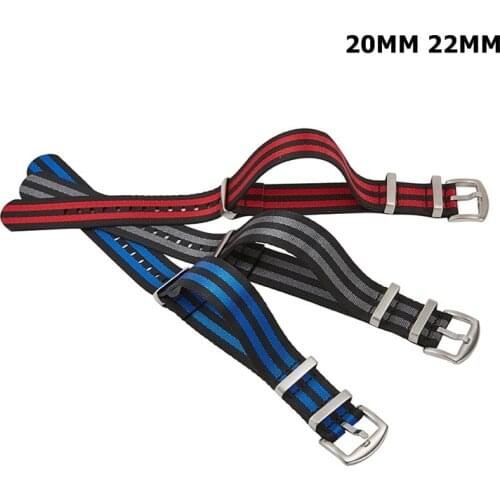 20mm 22mm Nylon NATO Strap Watch Band Replacement Watch Bracelet for Omega James Bond 007 Seiko Silver Buckle